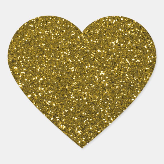 Gold Glitter Heart Sticker (Front)