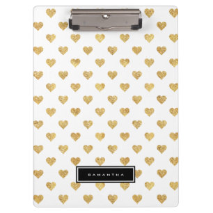 Gold glitter hearts clipboard