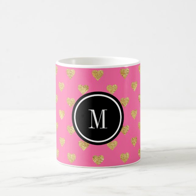 Gold glitter hearts coffee mug (Center)