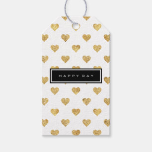 Gold glitter hearts gift tags