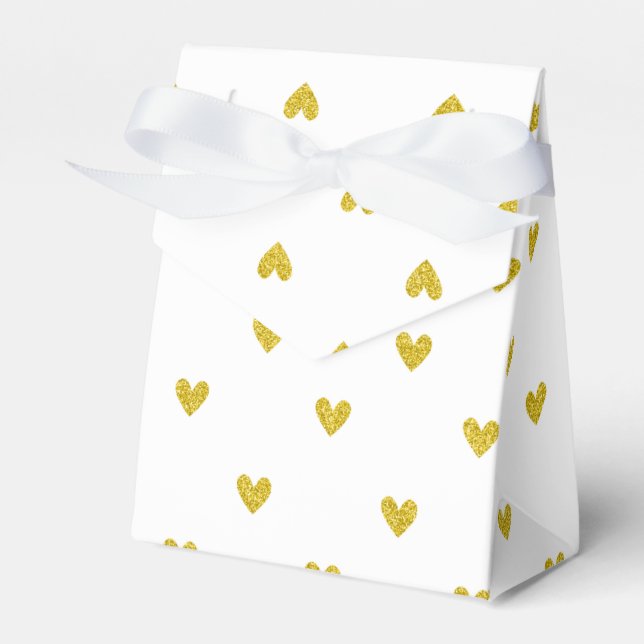 Gold Glitter Hearts Pattern Favor Box (Front Side)
