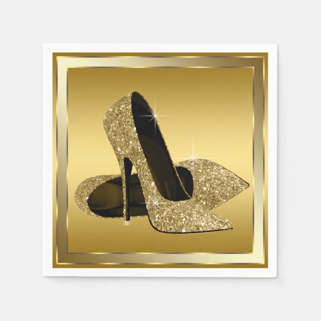 Gold Glitter High Heel Napkin (Front)