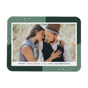 Gold Glitter   Holiday Photo Magnet