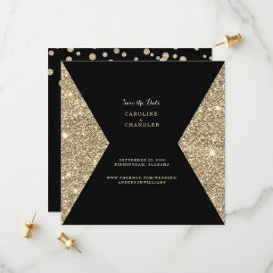 Gold Glitter Image & B/W Photo Save the Date