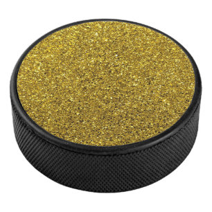 Gold Glitter Image Pattern Hockey Puck