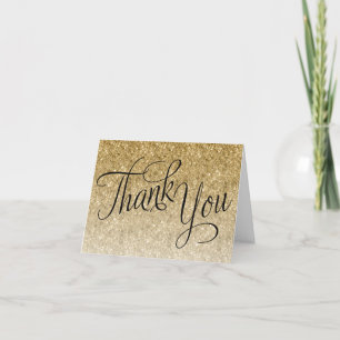 Gold Glitter-Inside Message, Personalized Thank You Card