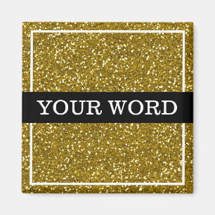 Gold Glitter Inspirational One Word Magnet