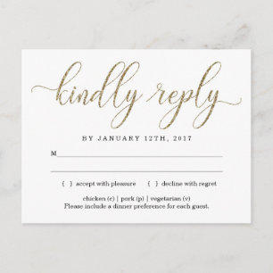 Gold Glitter Invitation RSVP Postcard
