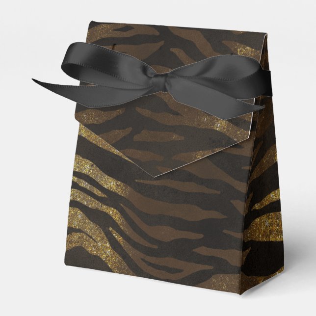 Gold Glitter Jungle Tiger Favor Box (Front Side)