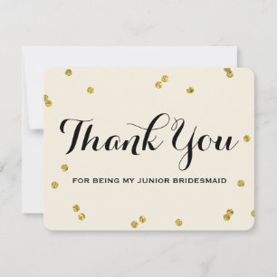 Gold Glitter Junior Bridesmaid Thank You Cards