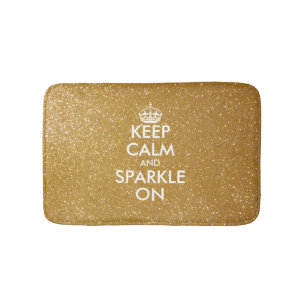 Gold glitter keep calm and sparkle on bath mat