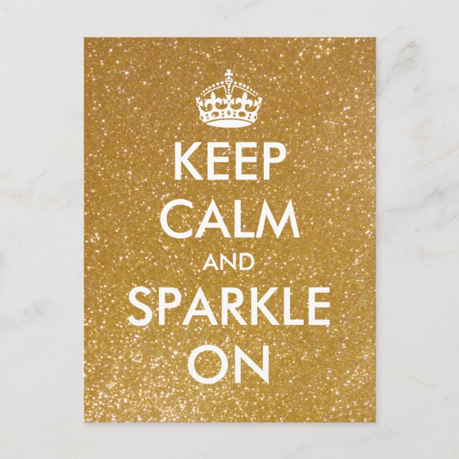 Gold glitter Keep calm and sparkle on postcards (Front)