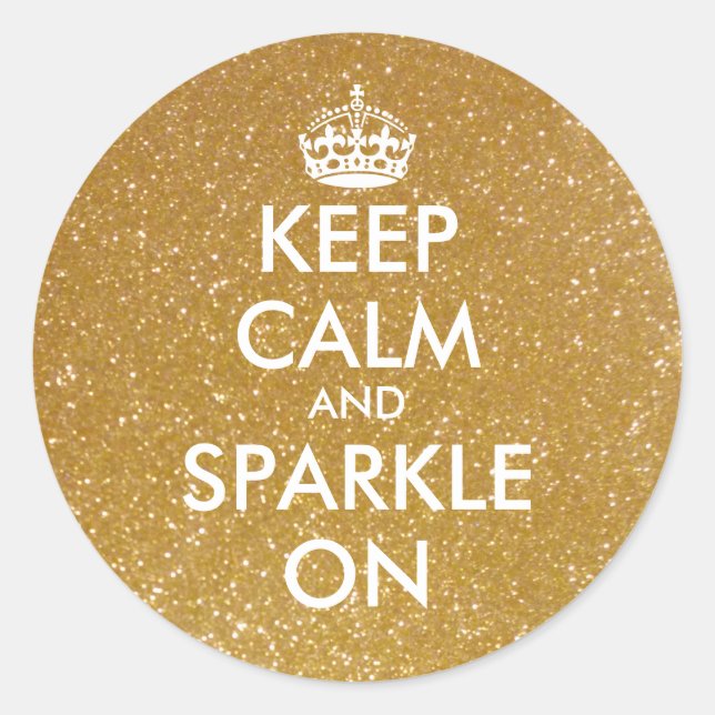 Gold glitter Keep calm and sparkle on stickers (Front)