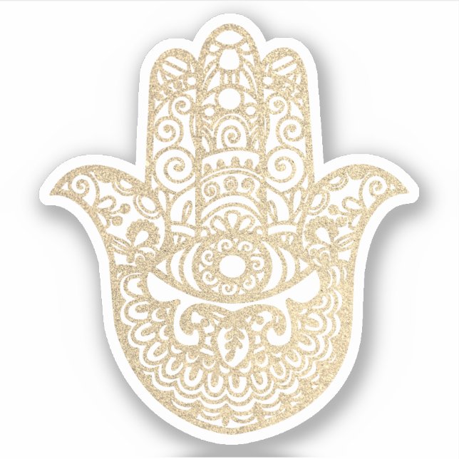 Gold Glitter Khamsa Hand Good luck (Front)
