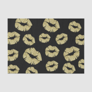 Gold Glitter Kisses on Black Tissue Paper
