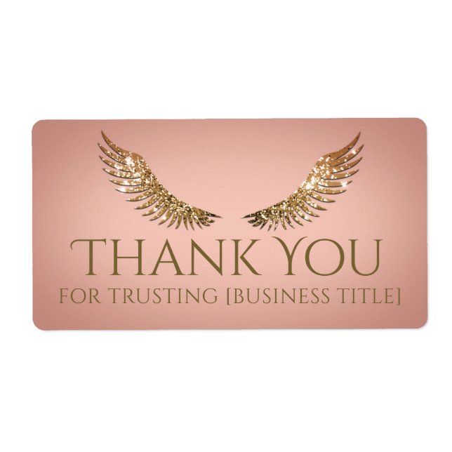 Gold Glitter Lash Wings Vibrant Pink Label (Front)