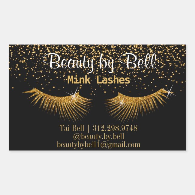 Gold Glitter Lashes Sticker (Front)