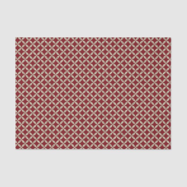 Gold Glitter Lattice on Red Tissue Paper (Front)