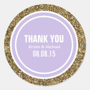 Gold Glitter Lavender Custom Thank You Label