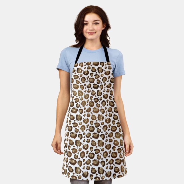 Gold Glitter Leopard Print Apron (Worn)