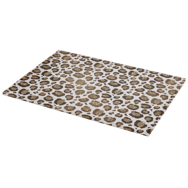 Gold Glitter Leopard Print Cutting Board (Corner)