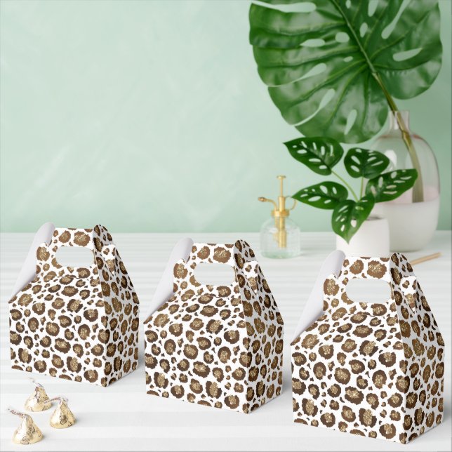 Gold Glitter Leopard Print Favor Box (Multiple)
