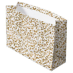 Gold Glitter Leopard Print Large Gift Bag