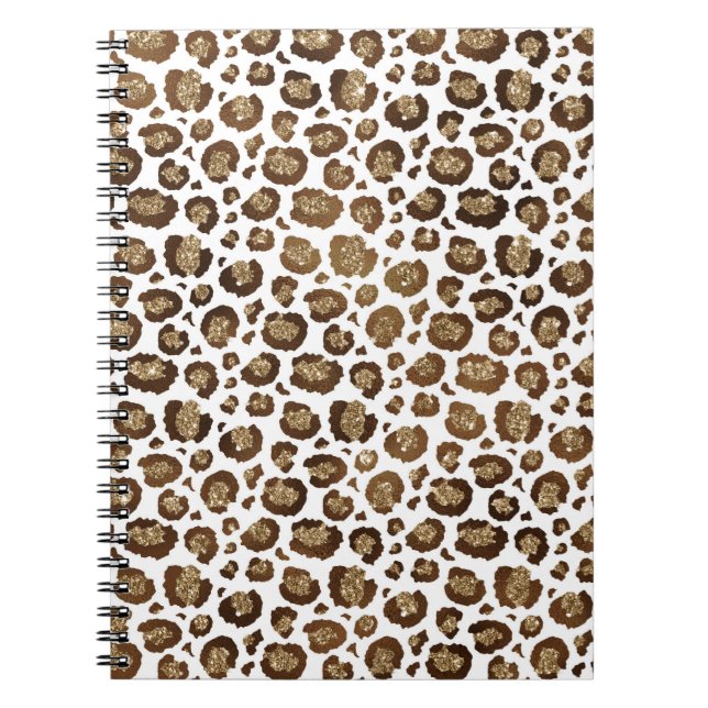 Gold Glitter Leopard Print Notebook (Front)