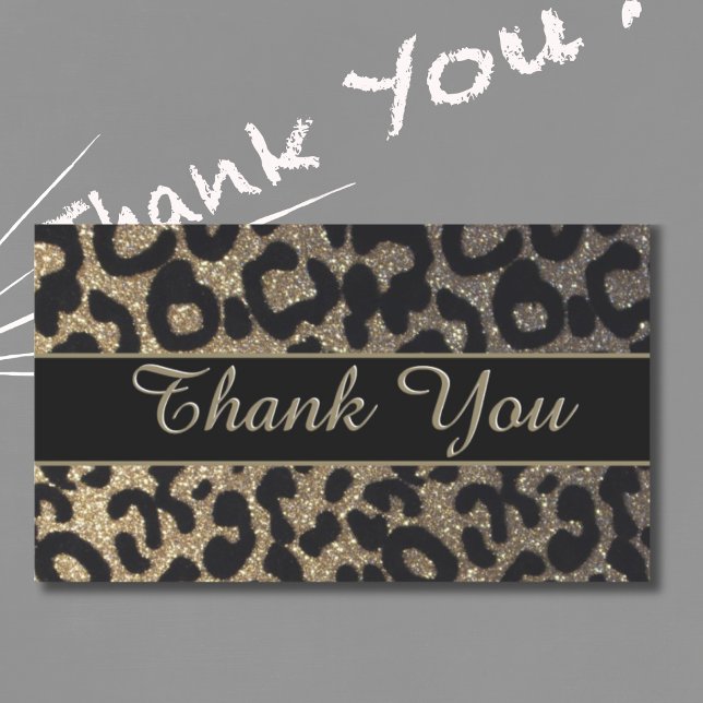 Gold Glitter Leopard Print Thank You Sticker (Creator Uploaded)