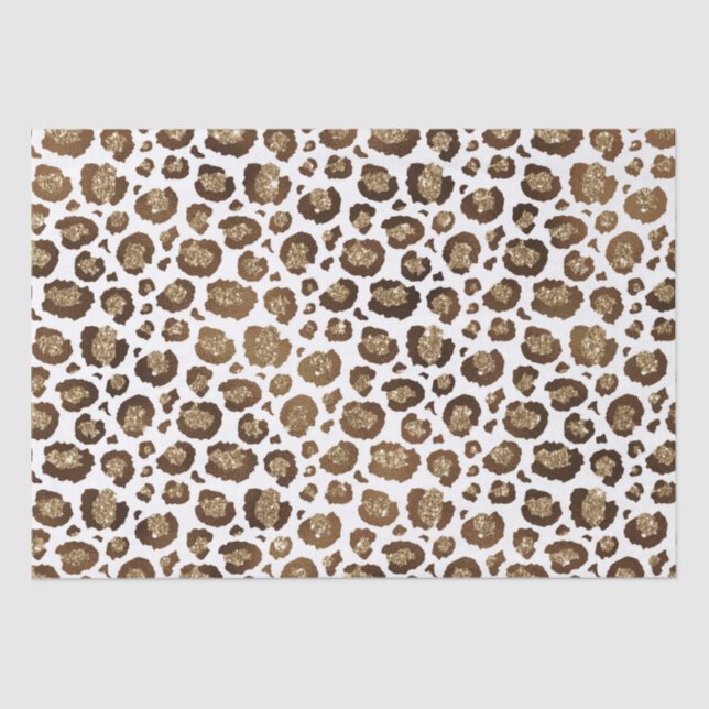 Gold Glitter Leopard Print Tissue Paper (Front)
