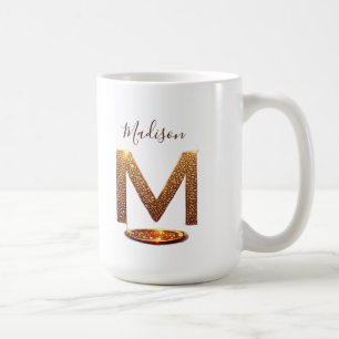 Gold Glitter Letter M Monogram Gift Coffee Mug