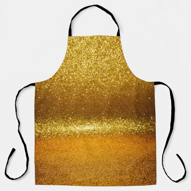 Gold glitter lights, vintage Christmas texture. Apron (Front)