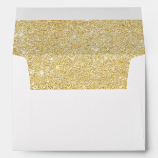 Gold Glitter lined Envelope Wedding Invitation