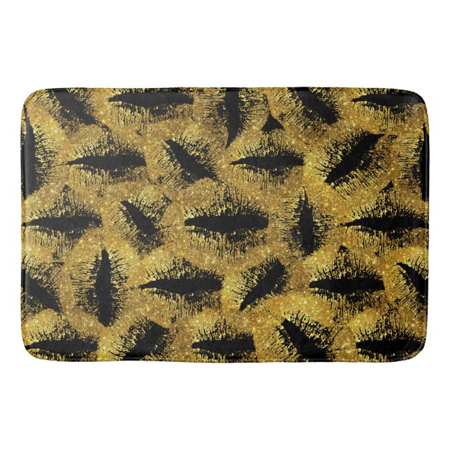 Gold Glitter Lips #2 Bath Mat (Front)