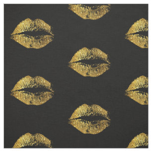 Gold Glitter Lips #2 Fabric