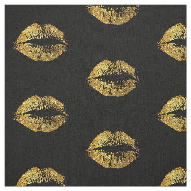 Gold Glitter Lips #2 Fabric (Swatch)