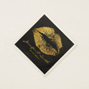 Gold Glitter Lips #2 Napkin