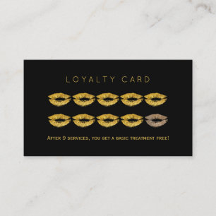 Gold glitter lips black glam makeup artist loyalty card