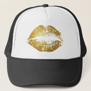 Gold Glitter Lips Trucker Hat