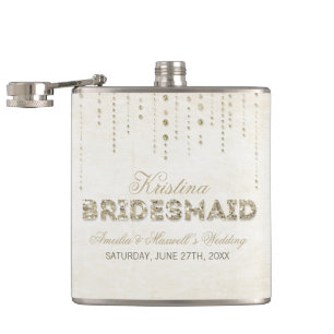Gold Glitter Look Bridesmaid Flask
