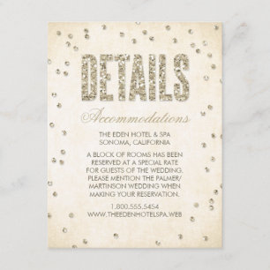 Gold Glitter Look Confetti Dots Wedding Details Enclosure Card