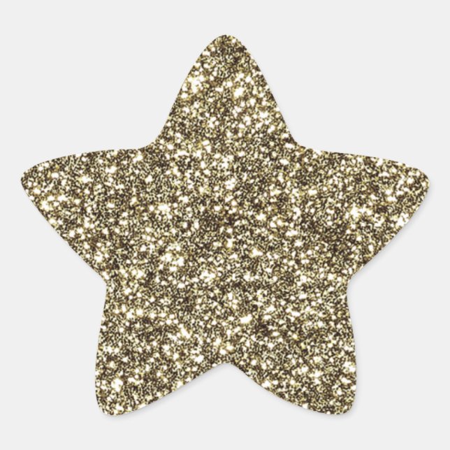 Gold Glitter Look Elegant Christmas Star Sticker (Front)