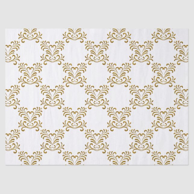 Gold Glitter Look Elegant Pattern Tissue Paper (Front)