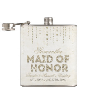 Gold Glitter Look Maid of Honour Flask