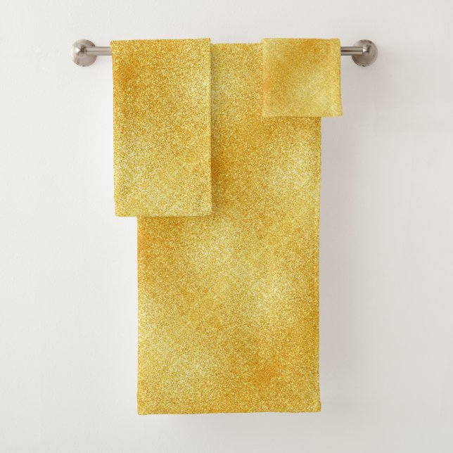 Gold Glitter Look Modern Elegant Template Bath Towel Set (Insitu)