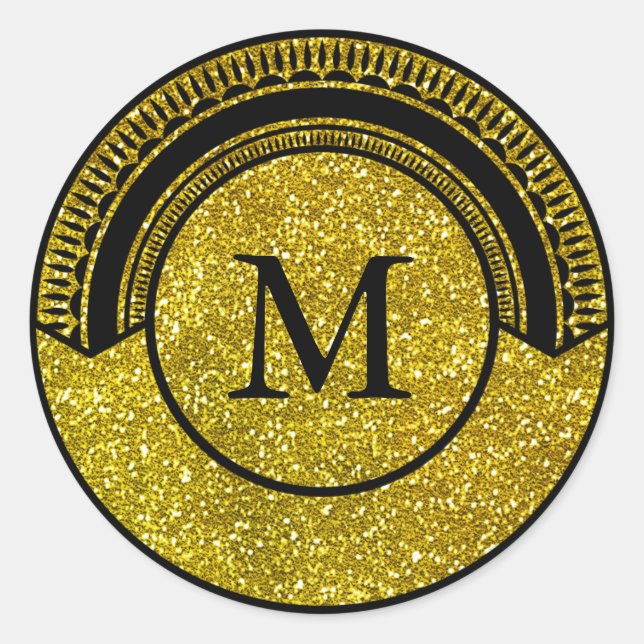 Gold Glitter Look Monogram Seal (Front)