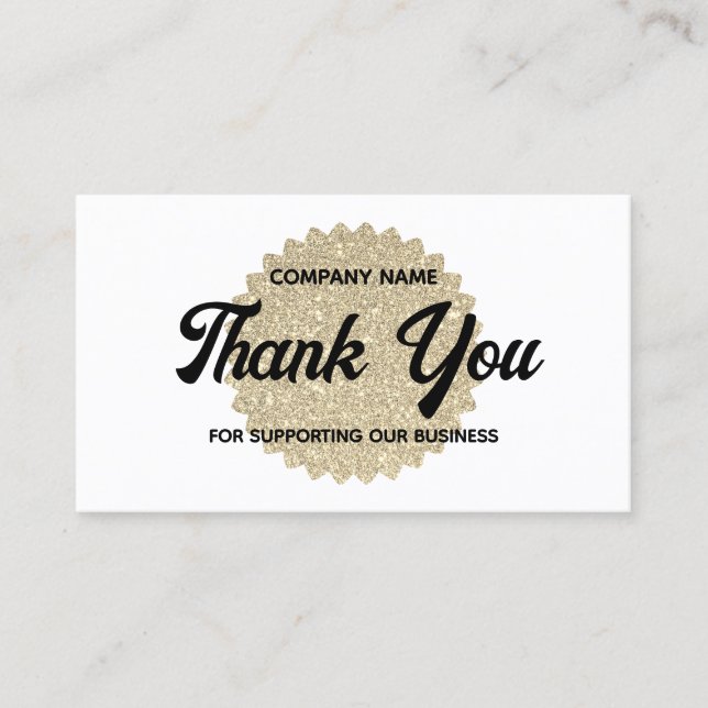 Gold glitter looks Thank you card (Front)