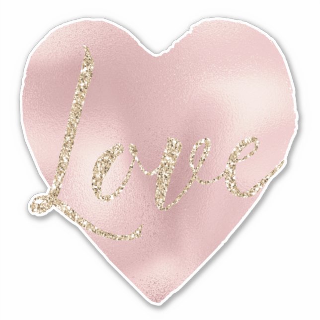 Gold Glitter Love Blush Pink Heart (Front)
