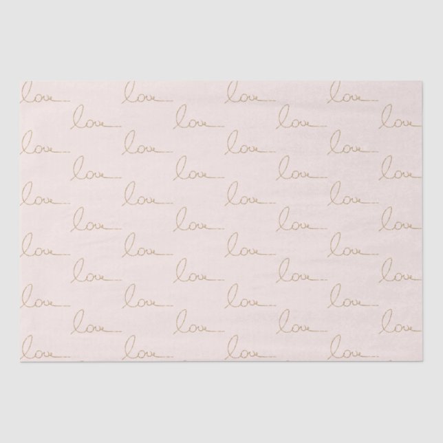 Gold Glitter Love Blush Pink Shell Tissue Paper (Front)