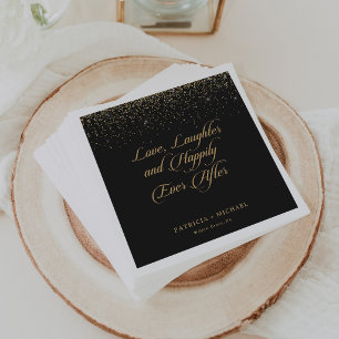 Gold Glitter Love Laughter and Happily Ever After  Napkin
